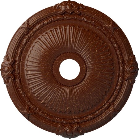 Ekena Millwork Heaton Medallion (Canopies up to 6 1/2"), 27 1/2"OD x 3 7/8"ID x 2 1/4"P, Burnished Mahogany Crackle CM27HEBMC